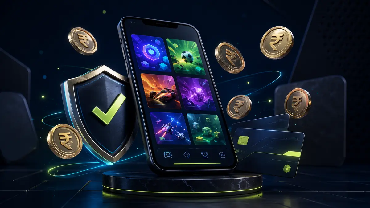 666M casino app interface with PKR coins, payment cards, security shield and game tiles